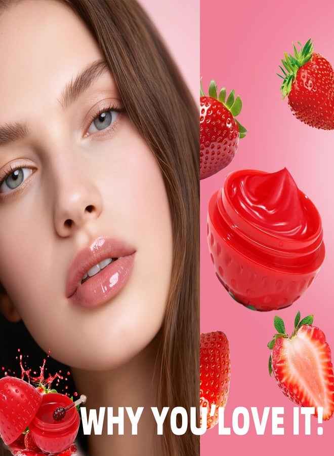 Deepmind 4 PCS Bee Lip Balm Lip Mask Fruit Pot, Lip Balm for Girls, Strawberry & Apple & Lemon & Peach Moisturizing Lip Sleeping Mask Overnight Lip Treatment for Women,Reduce Fine Lines,Repair Dry Cracked Lips - Image 3